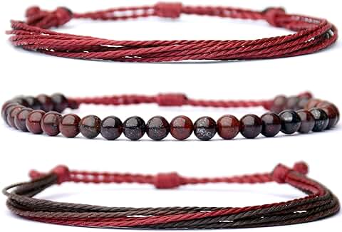 Three Handmade Adjustable Beaded Bracelets for Women