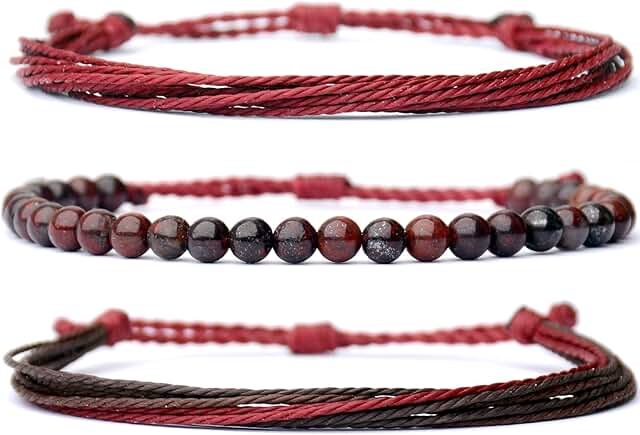 Three Handmade Adjustable Beaded Bracelets for Women