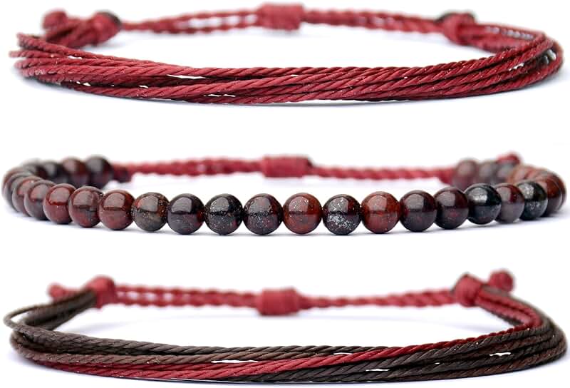 Three Handmade Adjustable Beaded Bracelets for Women
