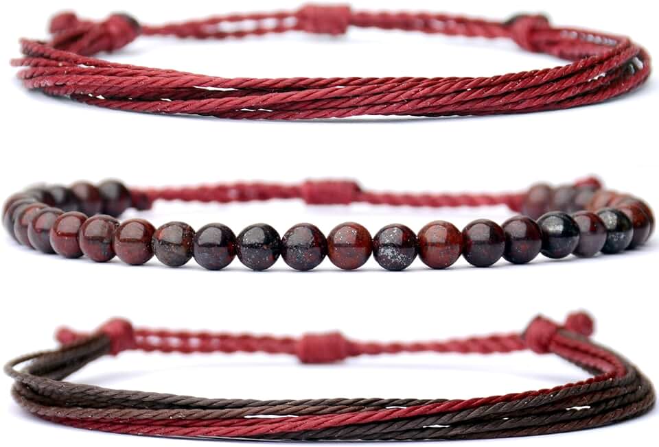 Three Handmade Adjustable Beaded Bracelets for Women