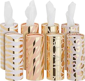 Round Cylinder Tissue Box for Car, Animal Print, 50 Sheets