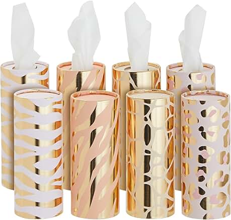 Round Cylinder Tissue Box for Car, Animal Print, 50 Sheets