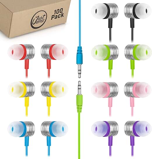 Bulk Colorful Wired Earbuds for Kids and Learning
