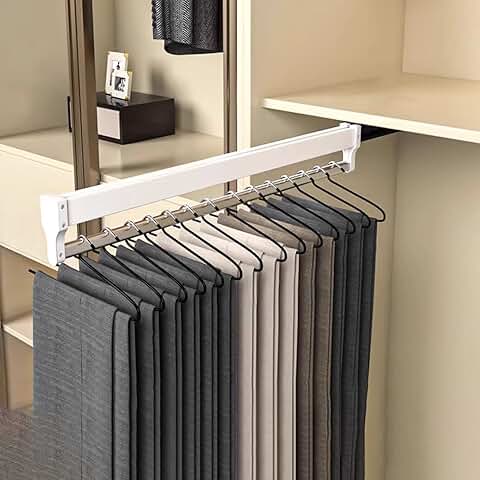 Pull-Out Closet Clothing Rail for Wardrobe Organization