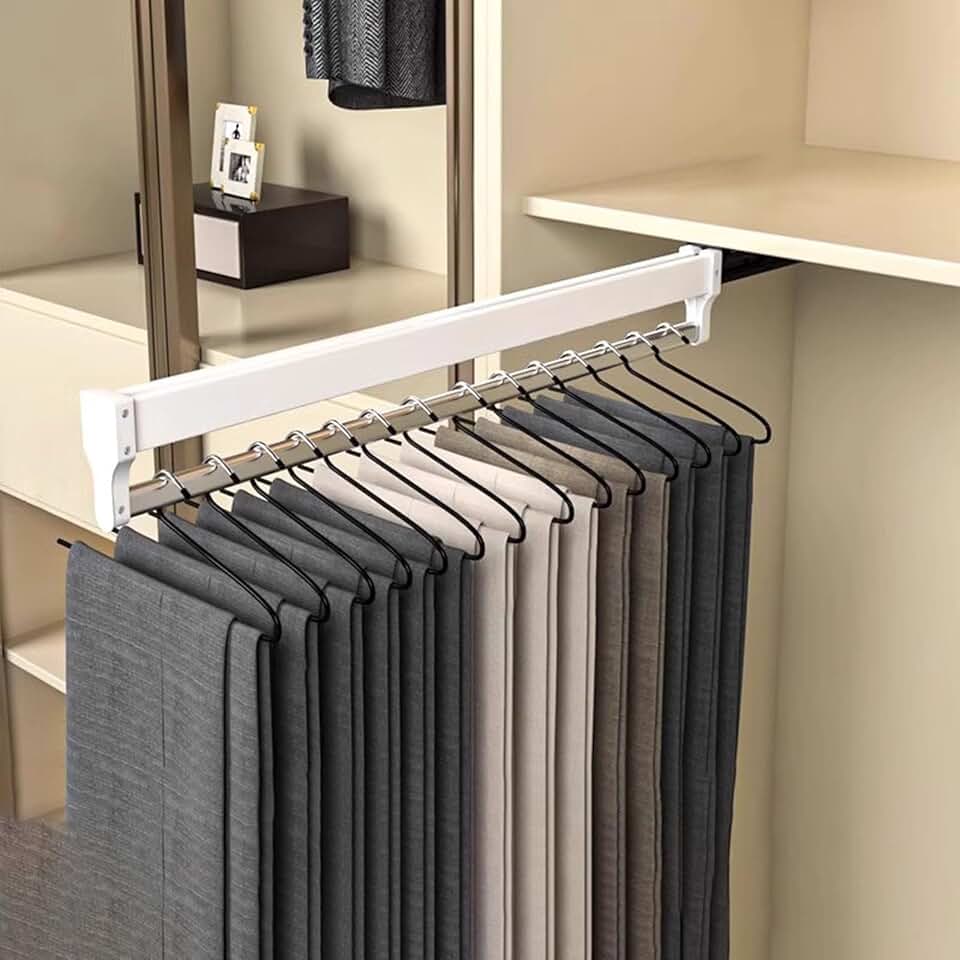 Pull-Out Closet Clothing Rail for Wardrobe Organization