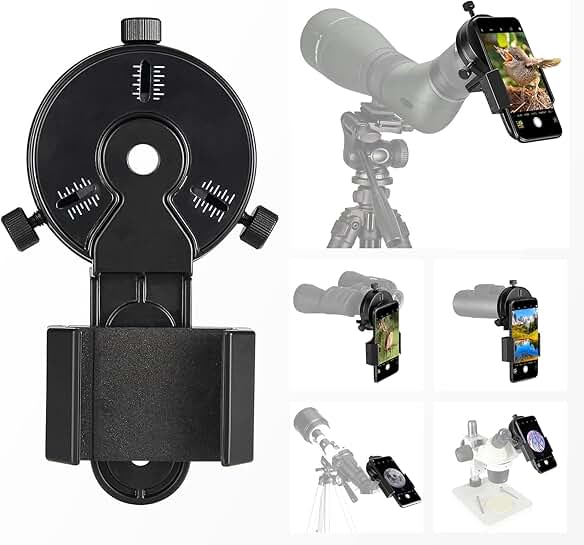 Phone Mount for Spotting Scopes, Binoculars, and Microscopes
