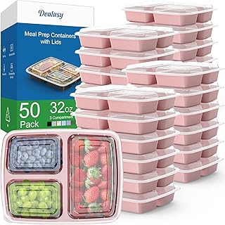 50 Pack 32 oz Reusable Meal Prep Containers with Lids