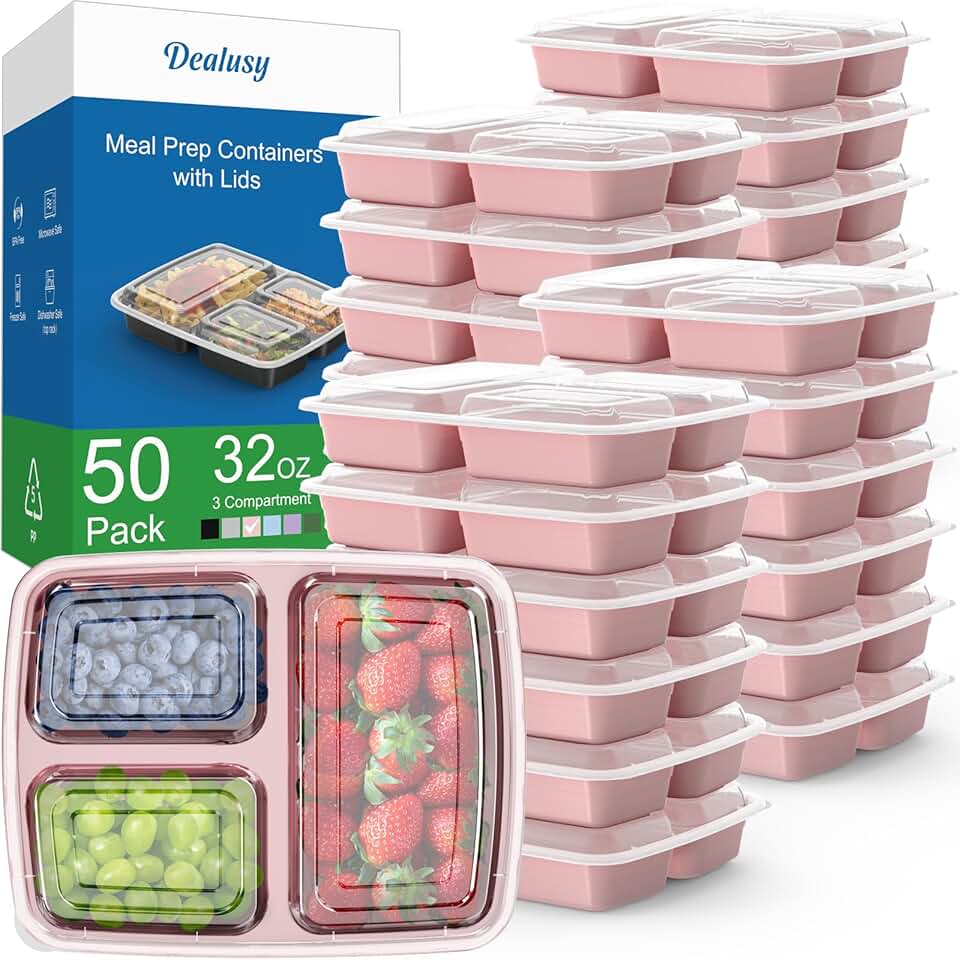 50 Pack 32 oz Reusable Meal Prep Containers with Lids