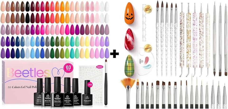Beetles Fall Gel Nail Polish Set with 55 Colors and Tools