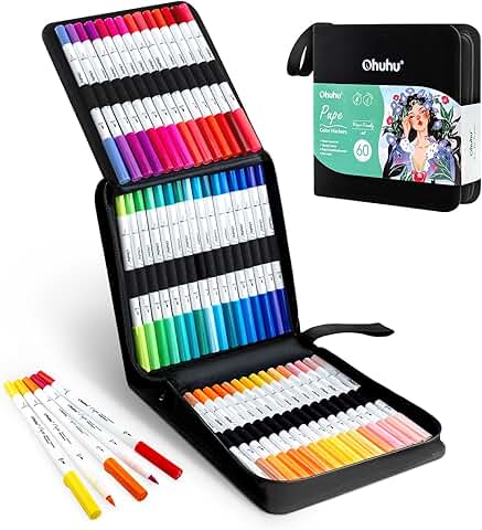 Water-based dual brush markers for coloring and calligraphy