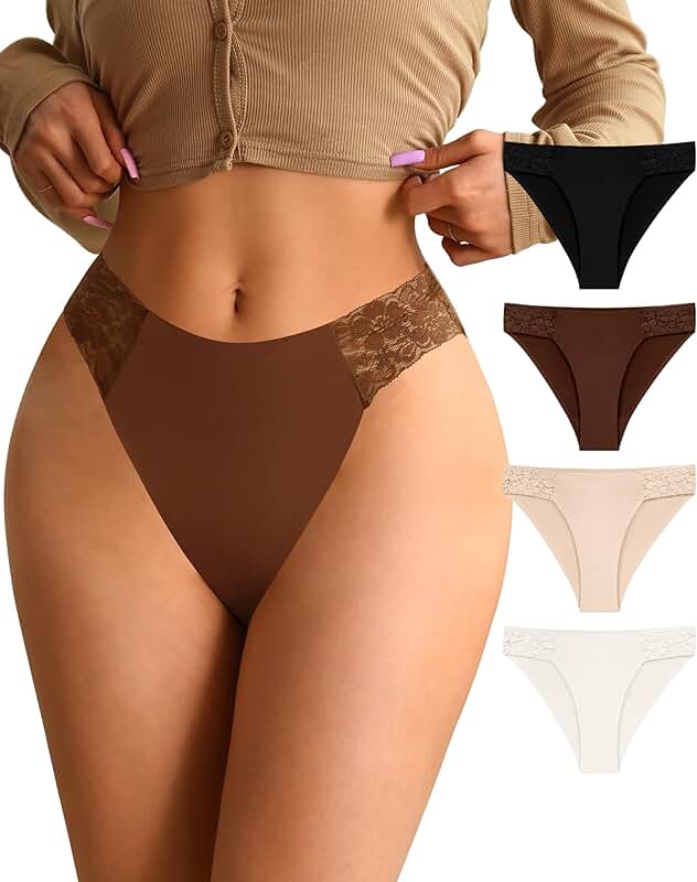 High Waist Seamless Lace No Show Panties, 10 Pack
