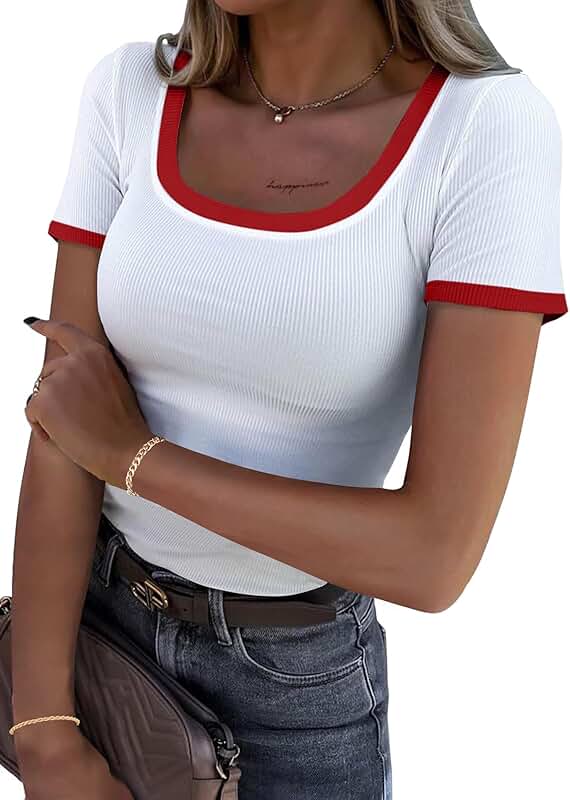 Women’s Short Sleeve Ringer Scoop Neck Top