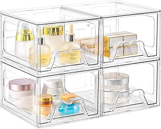 Set of four clear acrylic makeup and storage organizers