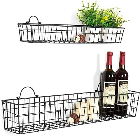 Two 30-Inch Wire Baskets for Storage and Organization