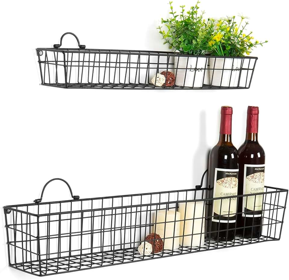 Two 30-Inch Wire Baskets for Storage and Organization