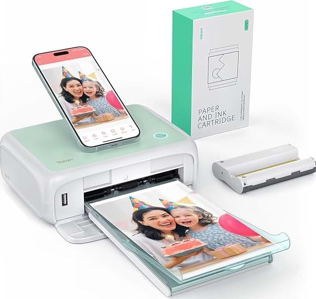 Portable photo printer with 54 sheets and Wi-Fi