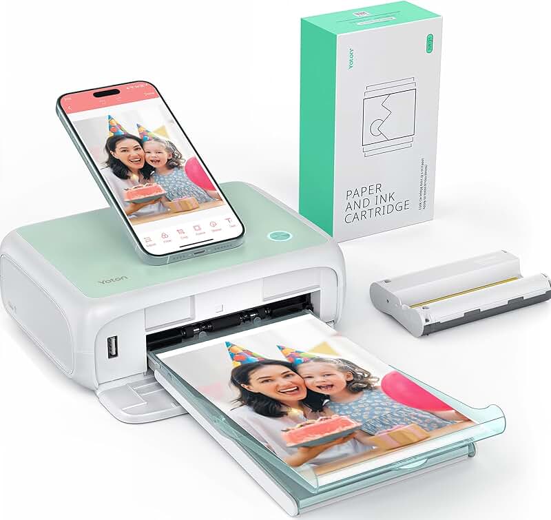 Portable photo printer with 54 sheets and Wi-Fi