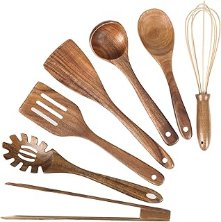 Wooden Cooking Utensil Set with Spoons and Spatulas