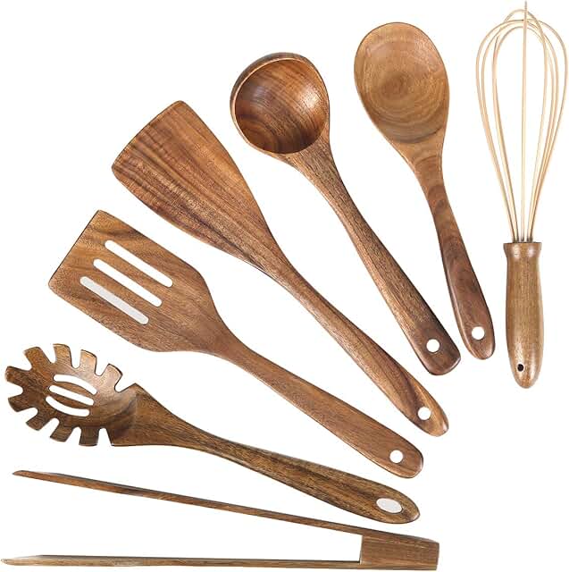 Wooden Cooking Utensil Set with Spoons and Spatulas