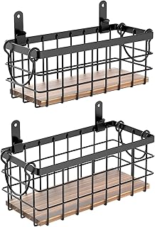 Set of 2 Metal Wall-Mounted Storage Baskets