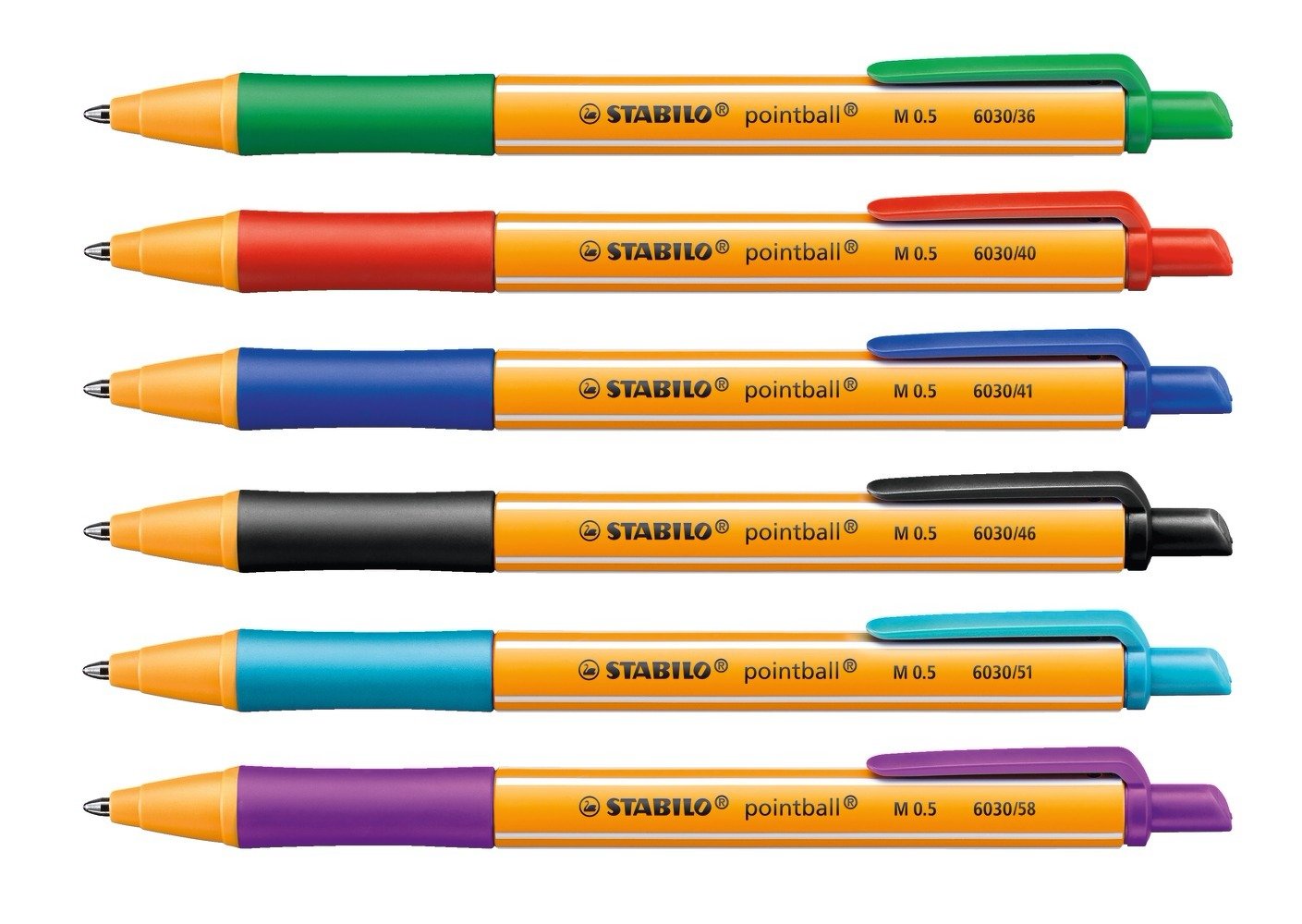 Pack of 6 Retractable Medium Point Ballpoint Pens
