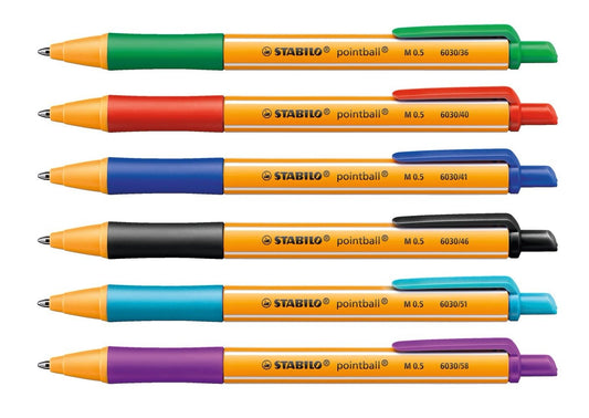 Pack of 6 Retractable Medium Point Ballpoint Pens