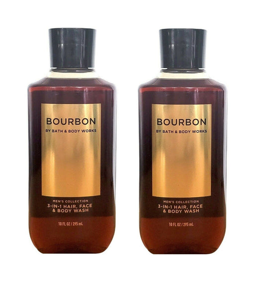 For Men 3-in-1 Hair, Face  Wash  Value Pack lot of 2  Full Size Bourbon)