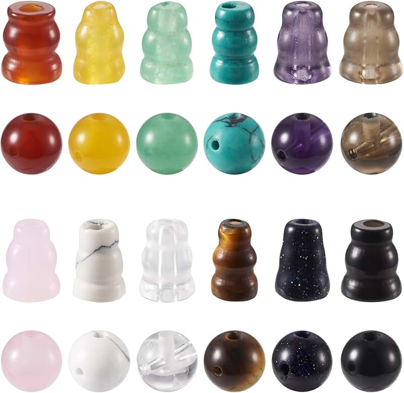 12 Sets of 10mm Round Gemstone Beads for Jewelry Making