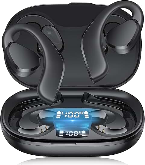 Open Ear True Wireless Headphones with Mic and 60H Playtime