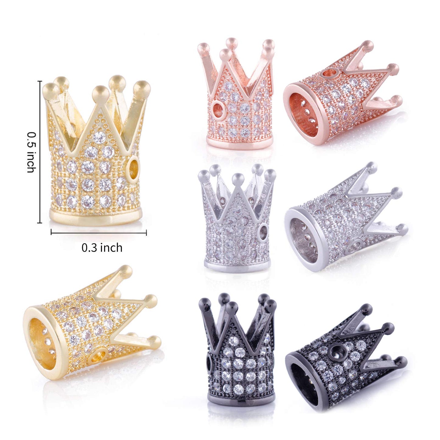 8 Pcs Queen Crown Charm Beads for Jewelry Making