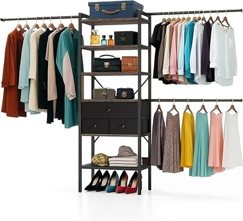 Adjustable Modular Closet System with Drawers and Rack