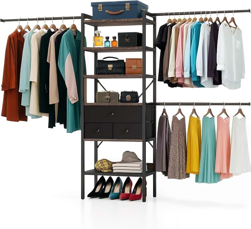 Adjustable Modular Closet System with Drawers and Rack