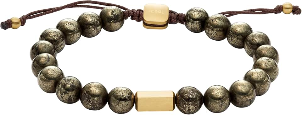 Men's Stainless Steel and Leather Beaded Bracelet