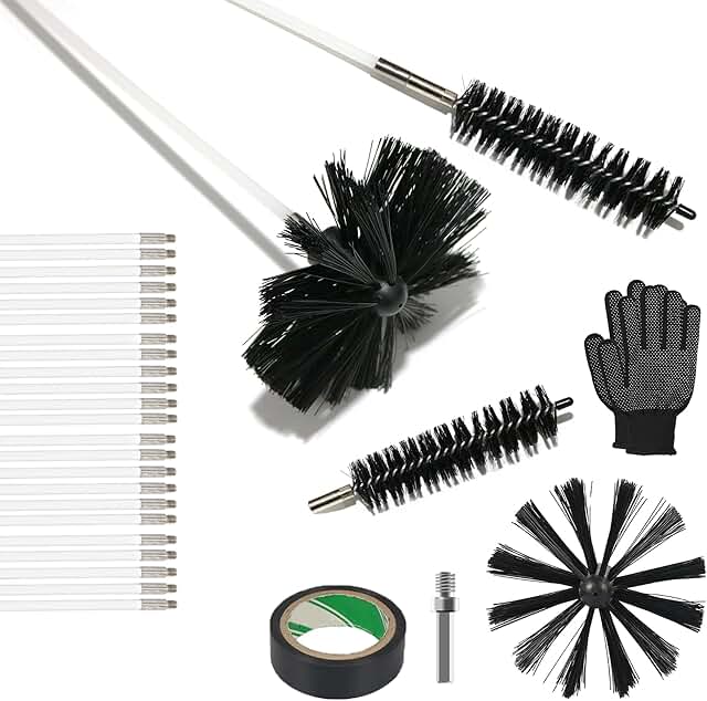 30-Foot Dryer Vent Cleaning Kit with Chimney Brush