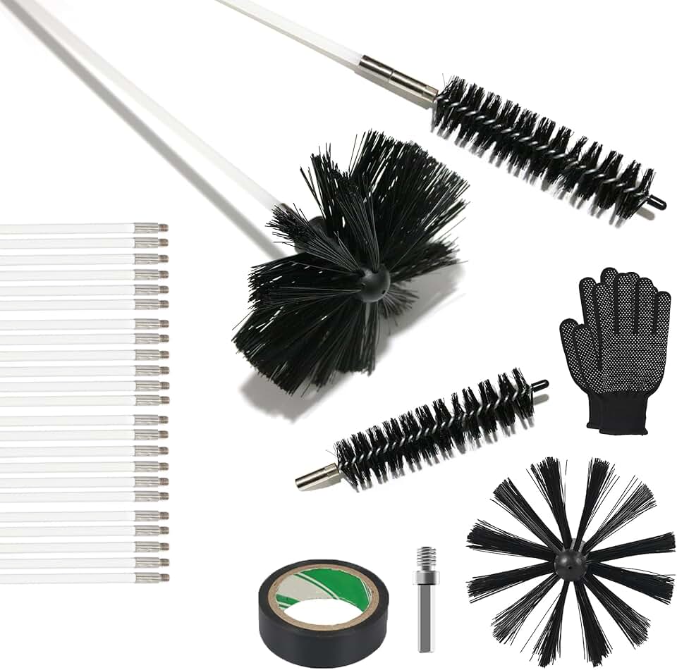 30-Foot Dryer Vent Cleaning Kit with Chimney Brush