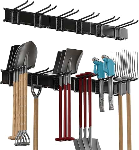 Heavy-Duty Garage Wall Tool Rack with 6 Hooks