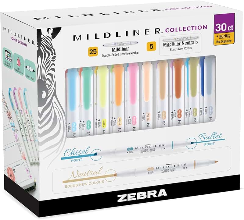 Set of 30 double-ended pastel and neutral highlighters