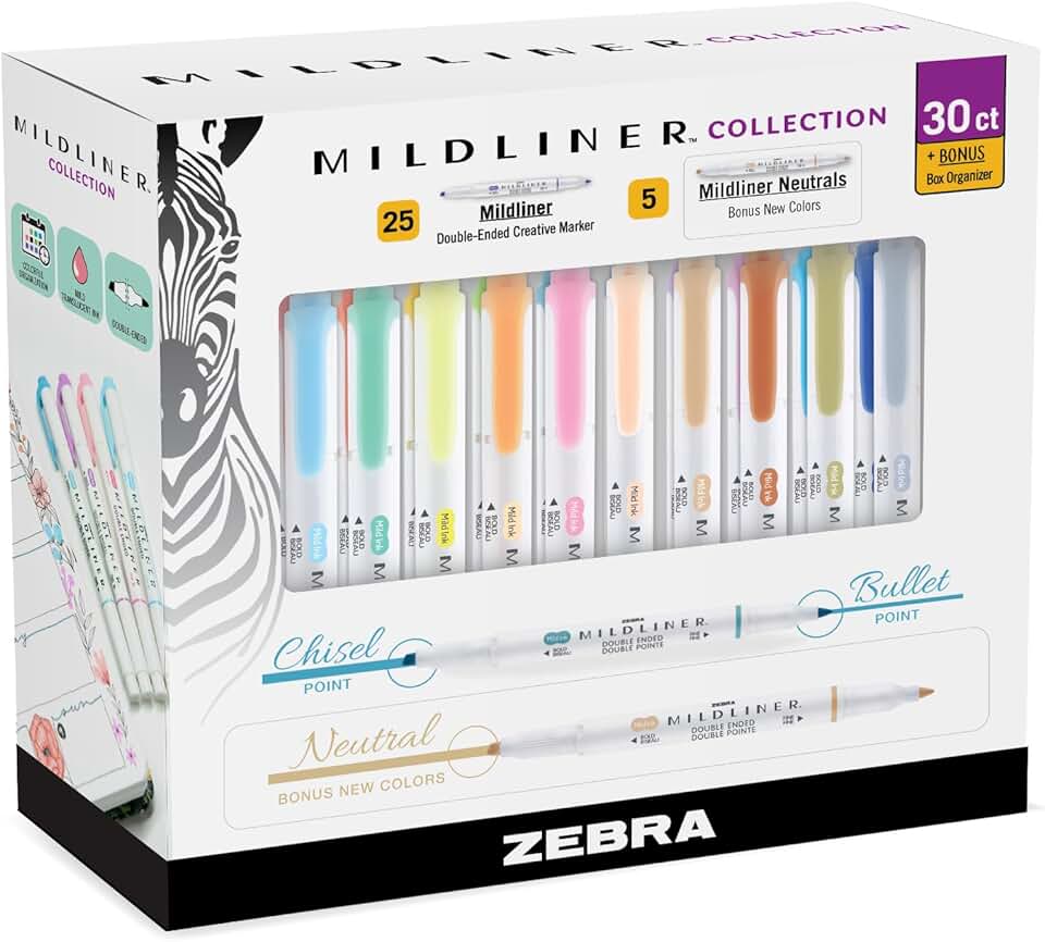 Set of 30 double-ended pastel and neutral highlighters