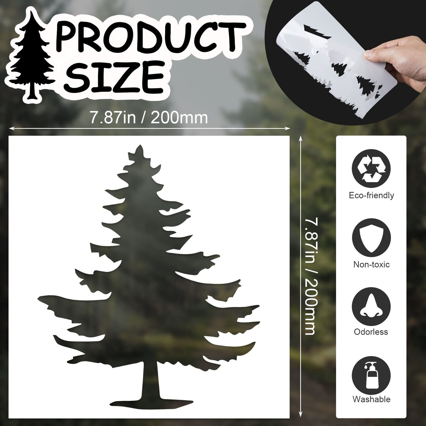 8pcs Pine Tree Reusable Drawing Templates 7.87x7.87 Inches