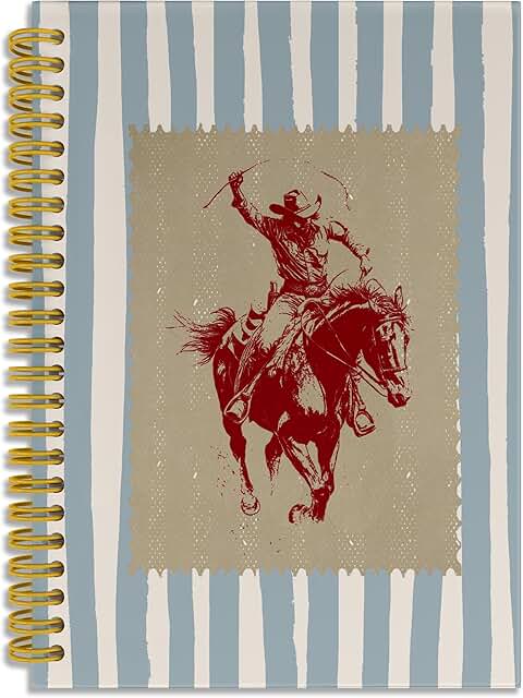 Vintage Western Cowboy Blue Stripes Notebook