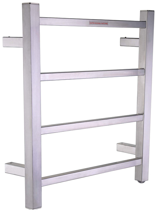 Magnus 4-Bar Wall Mounted Towel Warmer in Brushed Nickel  Energy Efficient 35W Electric Plug in Heated Towel Rack for Bathroom  Stainless Steel Towel Heater Rail Quick Towel Dryer  TW-AZ016BN