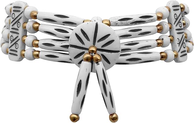 Bone Choker Necklace with White Beads for Adults