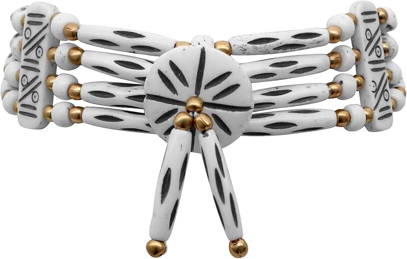 Bone Choker Necklace with White Beads for Adults