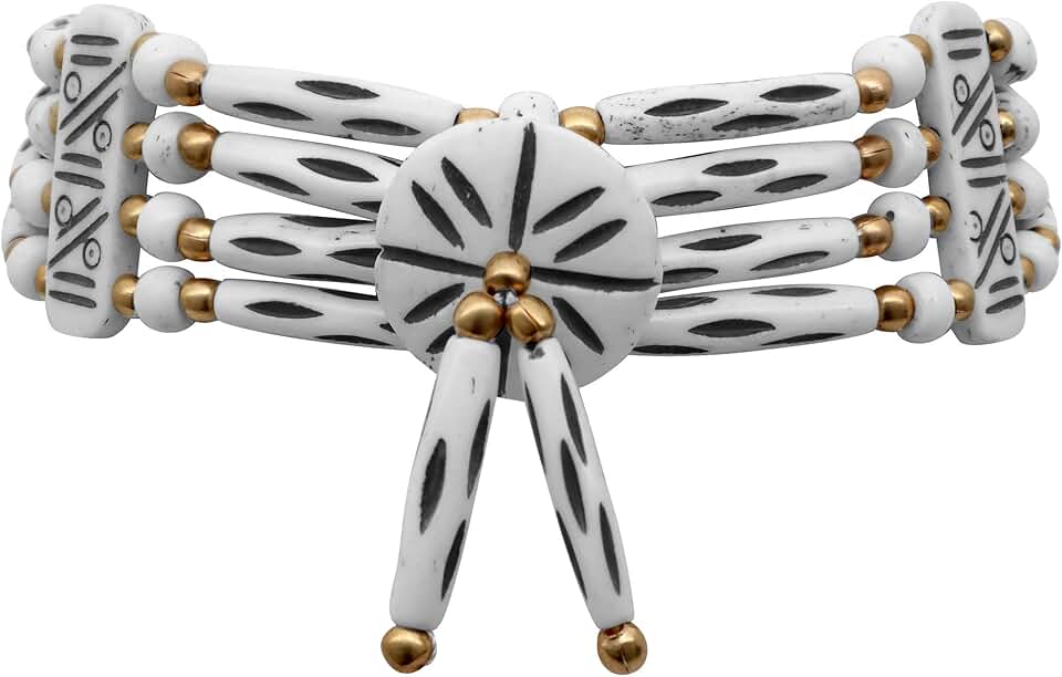 Bone Choker Necklace with White Beads for Adults