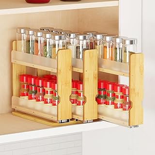 Bamboo Pull-Out Spice Rack with 3 Drawers