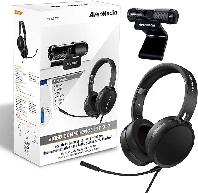Video Conferencing Kit with 1080p Webcam and Headphones