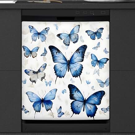 Blue Butterfly Dishwasher Magnet Cover