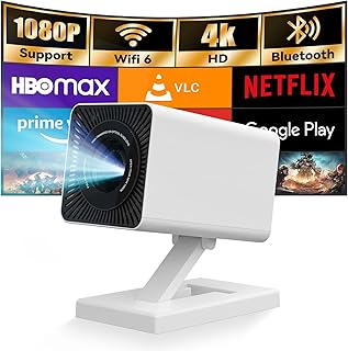 Portable WiFi and Bluetooth Projector with 1080P/4K Support