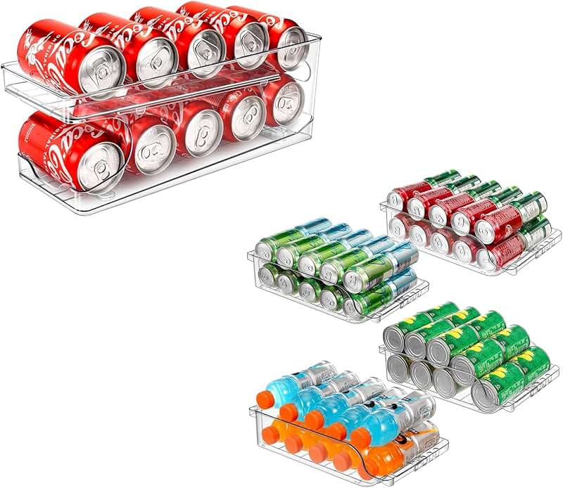 Adjustable Soda Can Organizer for Refrigerator and Pantry