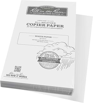Weatherproof Copier Paper, 8.5" x 14", 20# White, 200 Sheets